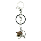Healing Crystal Rose Quartz Semiprecious Stone Crafts Charm Cat Pendant Keychain for Women and Men