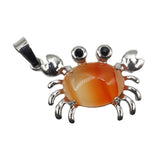 Natural Gemstone Crab Pendant | Silver-Tone Alloy Animal Charm for DIY Jewelry