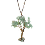 Hand‑Wrapped Gold Wire Tree of Life Pendant Necklace, Natural Chip Gemstone Tree Pendant with 20 Inch Gold Chain, Reiki Chakra Healing Crystal Tree Jewelry for Women