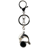 Bohemian Silver Marine Dolphin Key Ring • Cute Sea Animal Crystal Sphere Holder Clip • Heavy-Duty Swivel Lobster Clasp Christmas Gift