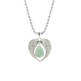 Vintage Silver Angel Wings Heart Necklace - Ready to Wear Teardrop Crystal Ball Chain Pendant for Women, Spiritual Gift