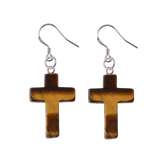 Purple Crystal Cross Dangle Earrings Hypoallergenic Silver Ear Hooks Handcrafted Genuine Amethyst Gemstone Crucifix Earrings Minimalist Jewelry