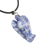 Handmade Craved 1.5Inch Gemstone Angel Pendant Necklace -45CM Black Cord #SN1531