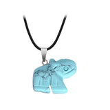 Natural Gemstone Elephant Pendant Necklace • Hand-Carved Crystal Healing Stones Jewelry for Women Men • Elephant Charm Pendants Wholesale