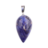 Minimalist Natural Stone Teardrop Necklace Smooth Polished Water Drop Crystal Charm Pendant with Adjustable Black Cord Unisex Spiritual Protection Jewelry