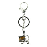 Healing Crystal Rose Quartz Semiprecious Stone Crafts Charm Cat Pendant Keychain for Women and Men
