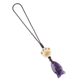 Cute Cat Paw & Little Fish Crystal Phone Charm, 22mm Natural Gemstone Fish Pendant Keychain, Aesthetic Y2K Kawaii Bag Charm Accessory Gift