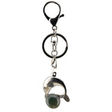 Bohemian Silver Marine Dolphin Key Ring • Cute Sea Animal Crystal Sphere Holder Clip • Heavy-Duty Swivel Lobster Clasp Christmas Gift