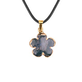 Natural Crystal Flower Pendant Necklace Gold Plated Edge Healing Gemstone Jewelry for Women