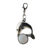 Bohemian Silver Marine Dolphin Key Ring • Cute Sea Animal Crystal Sphere Holder Charm • Unisex Beach Summer Theme Key Holder Clip Gift