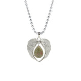 Vintage Silver Angel Wings Heart Necklace - Ready to Wear Teardrop Crystal Ball Chain Pendant for Women, Spiritual Gift