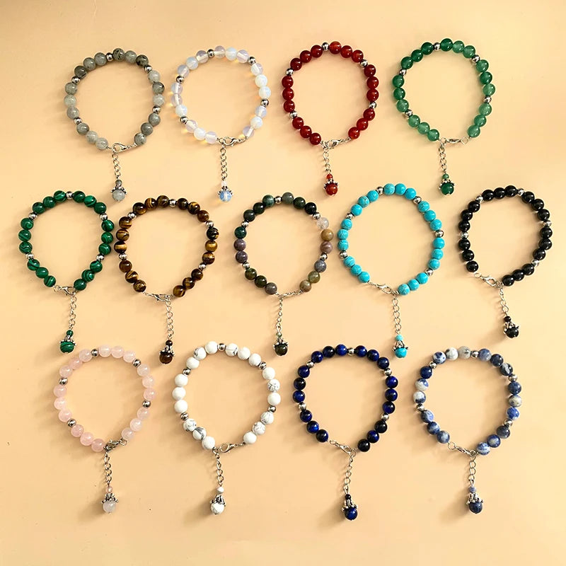 Chakra Balance  Stone Bracelet - Natural Crystal Protection Gift