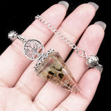 Chips Gemstone Tree of Life Resin Pendulum - Orgone Healing Dowsing Tool with Silver Chain for Divination, Hypnosis & Reiki - Spiritual Gemstone Gift for Wealth & Positivity