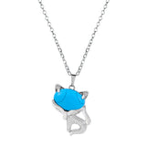 20×30mm Natural Crystal Fox Head Pendant Necklace, Healing Gemstone Beads for DIY Jewelry