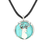 Lucky Deer Head Crystal Pendant Necklace, Natural Healing Stone Charm Necklace, Blessing Gift Jewelry for Women