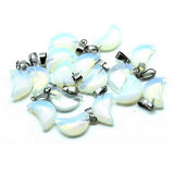 13×18mm Natural Crystal Moon Pendant, Healing Chakra Gemstone Charms for Jewelry Making