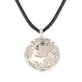 Reindeer Snowflake Hollow Pendant Silver Plated Natural Crystal Inlay Christmas Charm for Jewelry Making