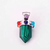 7 Chakra Hexagonal Crystal Point Pendant, Natural Gemstone Tower Pendant for Reiki Healing Jewelry