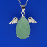 Angel Wing Water drop Necklace Healing Crystal Pendant Women's Chakra Balance Gemstone Necklace with 18 in cross Chain