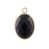 Oval Faceted Natural Gemstone Pendant Charms Gold Plated Bezel Wrapped Crystal Pendant for Jewelry Making DIY Necklace Earrings