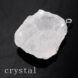 Natural Raw Rough Crystal Pendant Necklace, Unpolished Chakra Healing Stone Pendant with Black Wax Cord for Women Men