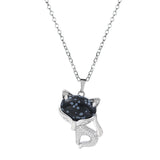 20×30mm Natural Crystal Fox Head Pendant Necklace, Healing Gemstone Beads for DIY Jewelry