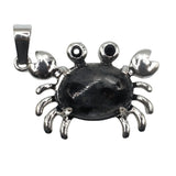 Natural Gemstone Crab Pendant | Silver-Tone Alloy Animal Charm for DIY Jewelry