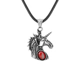 Stainless Steel Unicorn Pendant Necklace with Natural  Gemstone - Mythical Animal Jewelry for Men & Women