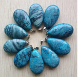 Natural Gemstone Teardrop Pendant Water Drop Chakra Healing Gemstone Charm for DIY Necklace Making