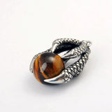 Dragon Claw Natural Gemstone Sphere Pendant, Gothic Dragon Claw Holding Crystal Ball Charm Pendant for Necklace