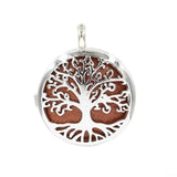 25mm Silver Plated Tree of Life Pendant Natural Round Crystal Inlay Hollow Charm for Chakra Necklace Making