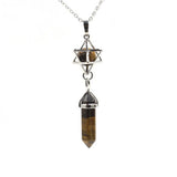 Natural Amethyst Crystal Quartz Merkaba Star Stone Chakra Pendant Necklace Hexagonal Pointed Energy Reiki Healing