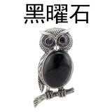 Antique Silver Owl On Branch Natural Gemstone Pendant Oval Chakra Healing Crystal Owl Charm for DIY Necklace Jewelry Making