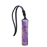 60mm Natural Crystal Cylinder Pendant Necklace, Adjustable Braided Cord Wand Amulet