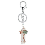 Chakra Gemstone Tree of Life Wire Wrapped Natural Clear Quartz Healing Crystal Point Pendant Key Chain Mother's Day Gift