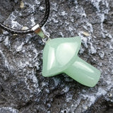 23×28mm Natural Crystal Mushroom Pendant Necklace, Healing Gemstone Umbrella Charm for Women