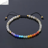 7 Chakra Healing Bracelet - 4mm Faceted Natural Stone Beads for Meditation & Yoga