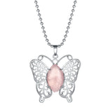 Butterfly Transformation Natural Crystal Pendants – Aesthetic Oval Gemstone Choker Necklace & Creative DIY Accessories