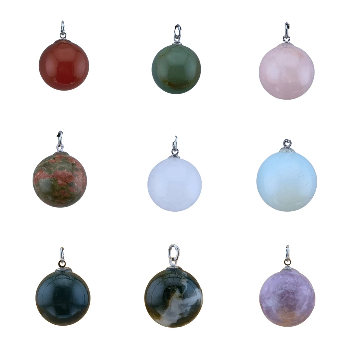 20mm Natural Polished Crystal Sphere Pendant Charms, Round Gemstone Ball DIY Jewelry Making Supplies Chakra Healing Pendant for Necklace Craft