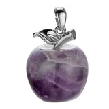 Natural Crystal Gemstone Christmas Apple Shape Ladies and Girls Leather Cord Cross Chain Pendant Fashion Jewelry