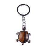 Genuine Tiger's Eye Sea Turtle Keyring - Spiritual Healing Crystal Gift for Her