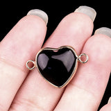 13MM Gemstone Heart Pendant Connector for Making Jewelry Wrapped Gold Plated
