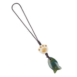 Cute Cat Paw & Little Fish Crystal Phone Charm, 22mm Natural Gemstone Fish Pendant Keychain, Aesthetic Y2K Kawaii Bag Charm Accessory Gift