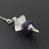 7 Chakra Beaded Chain Crystal Pyramid Pendulum Dowsing Tool Natural Gemstone Reiki Healing Divination Pendant for Meditation & Spiritual Practice