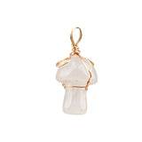 20mm Natural Crystal Mushroom Pendant  Wire-Wrapped Gemstone DIY Jewelry for Gifts