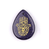 Hamsa Hand Fatima Pendant | 33mm Natural Teardrop Crystal Spiritual Protection Energy Jewelry