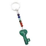 7 Chakra Beads Heart Key Crystal Keychain, Natural Healing Gemstone Love Key Pendant Gift