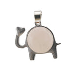Lucky Elephant Crystal Holder Pendant • Retro Silver Animal Amulet with Natural Gemstone Sphere • Unisex Spiritual Wisdom Totem Jewelry Gift