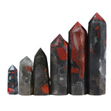 Multi-Sized African Bloodstone Stone Hexagonal Pillar Decoration Office Ornament Charms Tower Stone Crafts DIY Witchcraft Gift