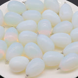 Natural Egg Shape Crystal Pendants for DIY Jewelry Making, Polished Gemstone Tumbled Stone Charms with Loop, Wholesale Healing Quartz Rebirth Talisman for Necklaces